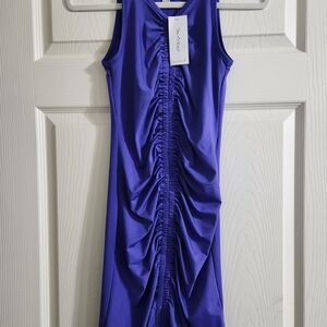 Miss Selfridge Vibrant Purple Ruched Midi Dress